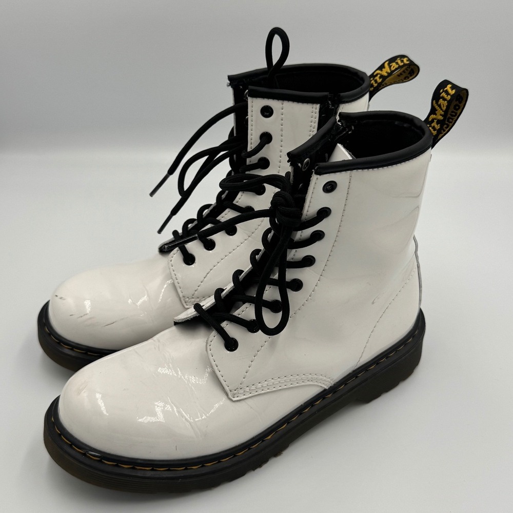 Dr. Martens White Patent 1460 Y Boots Size 6W 5M NO BOX